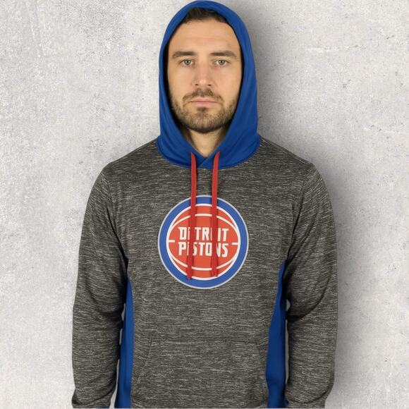 Detroit Pistons Hoodie Men’s XL Gray Blue Fanatics Pullover NBA Sweatshirt - Picture 1 of 9